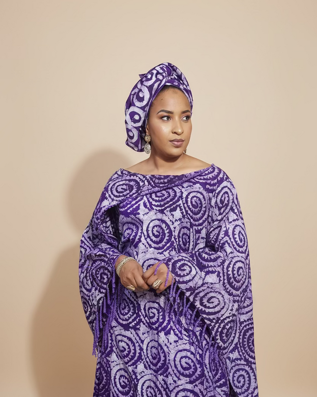 Boubou adire dempé perlé adewale - Violet