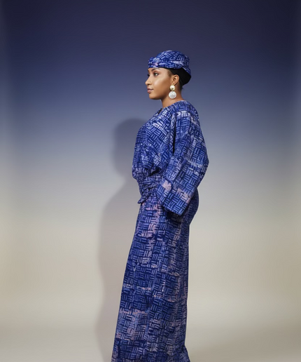 Ensemble pantalon adire bolaji - Bleu roi