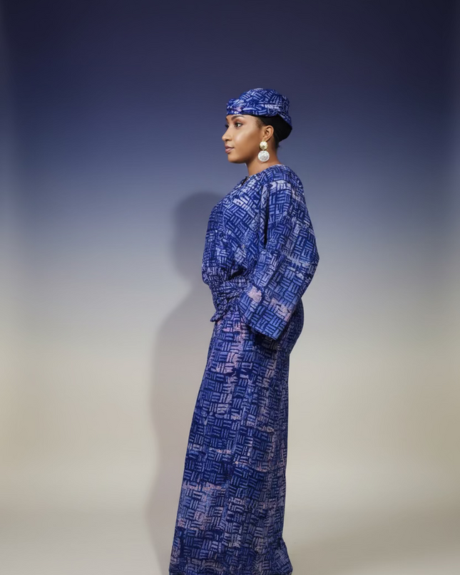 Ensemble pantalon adire bolaji - Bleu roi