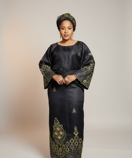 Ensemble traditionnel femme yoruba - Noir