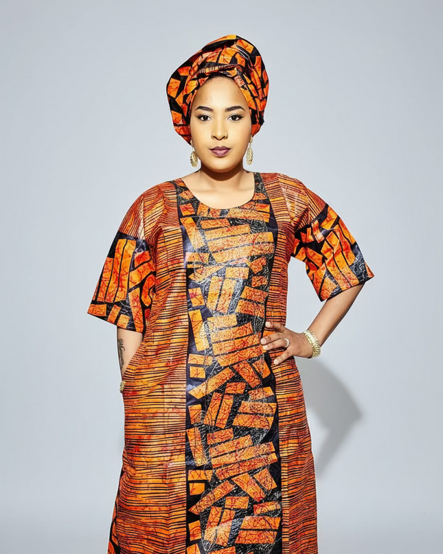 Boubou fanga brodé - Orange