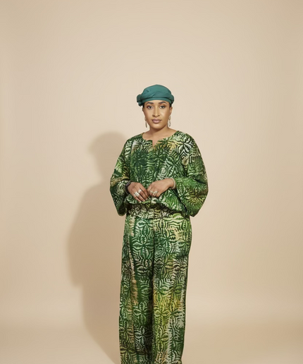 Ensemble pantalon adire ademide - vert forest