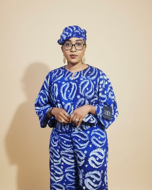 Ensemble pantalon adire - Bleu roi