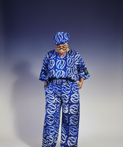 Ensemble pantalon adire - Bleu roi