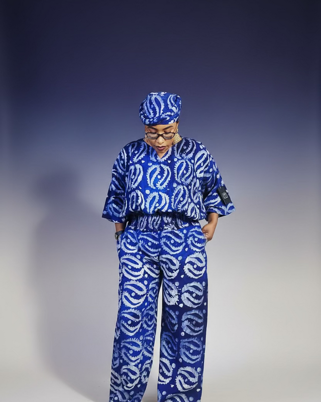 Ensemble pantalon adire - Bleu roi