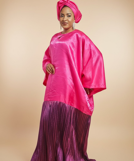 Boubou brocart mikado - Rose fuchsia