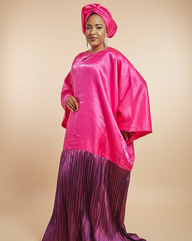Boubou brocart mikado - Rose fuchsia
