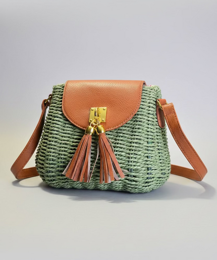 Mini sac style osier cubique - Vert