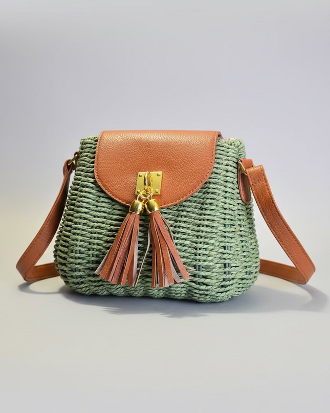 Mini sac style osier cubique - Vert