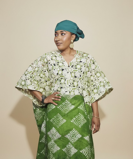 Robe adire dentelle - Vert
