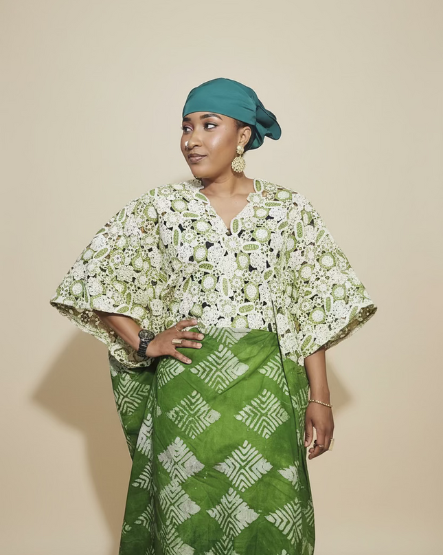 Robe adire dentelle - Vert