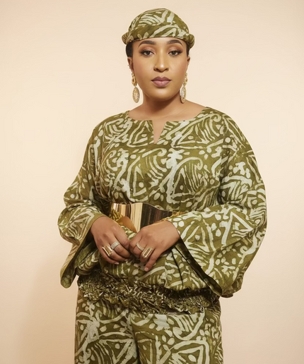 Ensemble pantalon adire yetunde - Vert olive