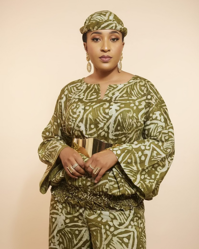 Ensemble pantalon adire yetunde - Vert olive