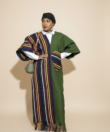 Robe slim en aso oke  - Vert