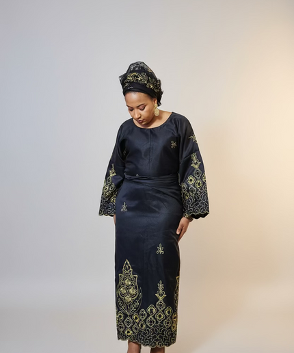 Ensemble traditionnel femme yoruba - Noir