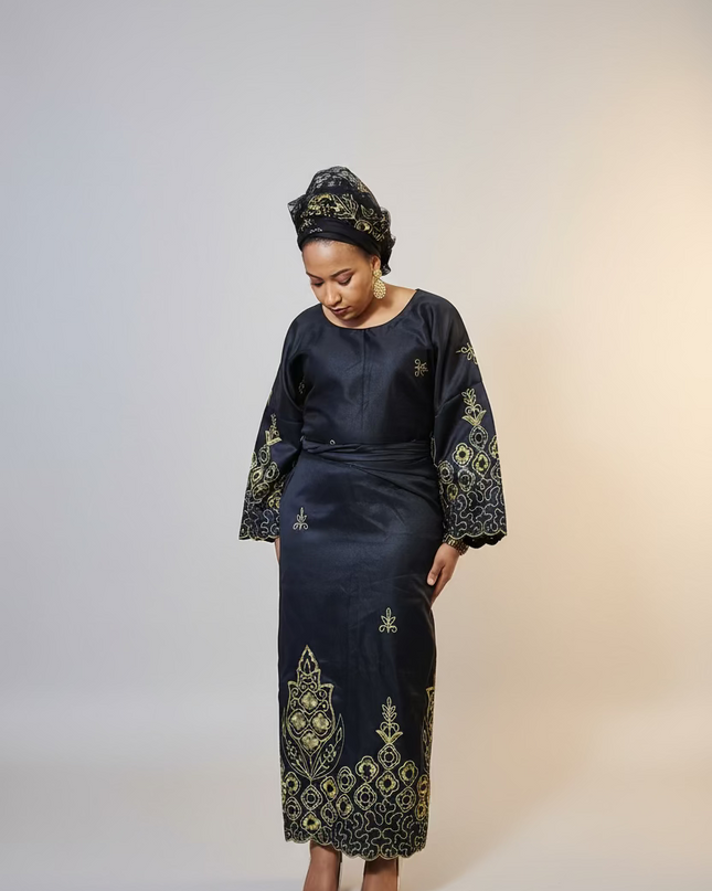 Ensemble traditionnel femme yoruba - Noir