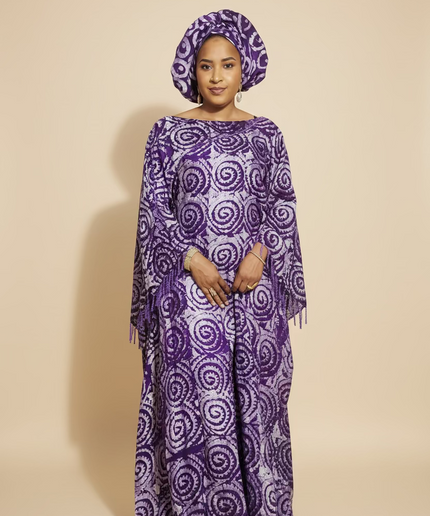 Boubou adire dempé perlé adewale - Violet