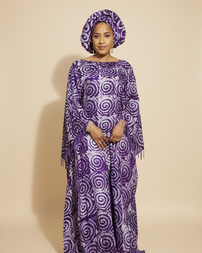Boubou adire dempé perlé adewale - Violet
