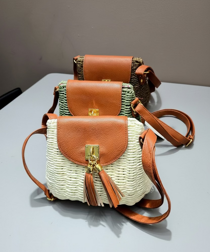 Mini sac style osier cubique - Blanc