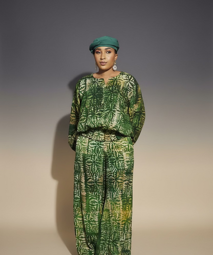 Ensemble pantalon adire ademide - vert forest