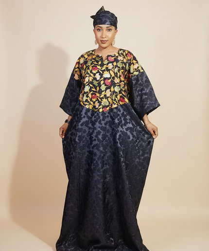 Robe dentelle indienne - organza - Black