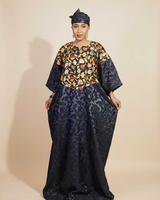 Robe dentelle indienne - organza - Black