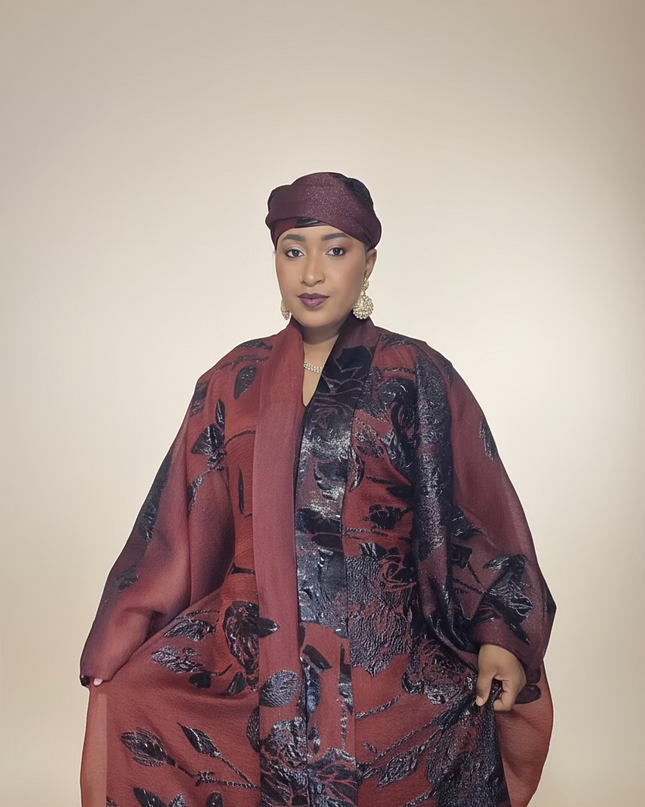 Ensemble brocart dubai - Rouge bordeaux