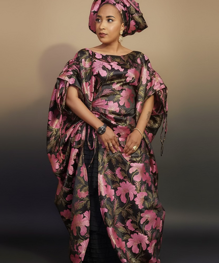 Ensemble khadija jupe brocart - Rose