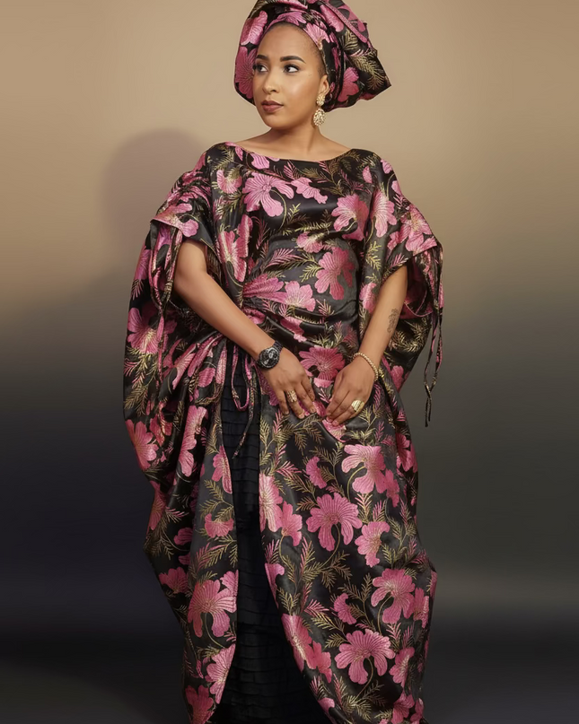 Ensemble khadija jupe brocart - Rose