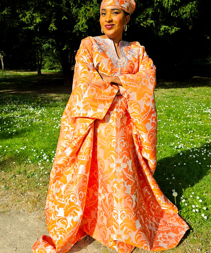 Boubou damask brodé - Orange