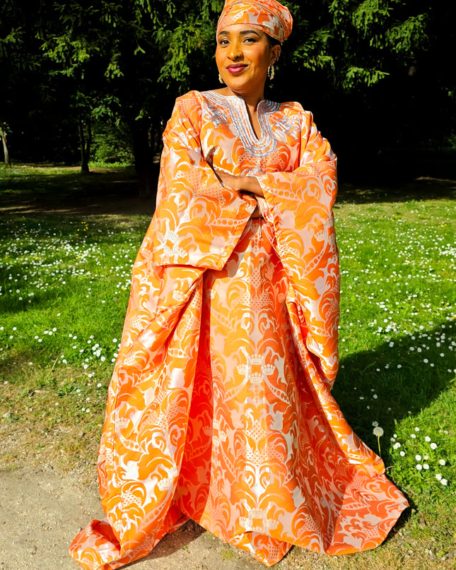 Boubou damask brodé - Orange