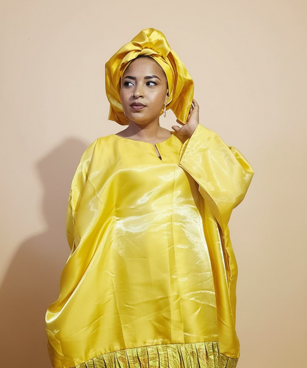Boubou brocart plissé mikado - Jaune