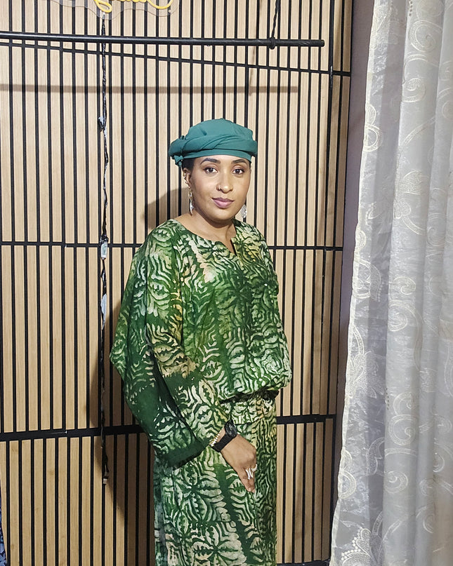 Ensemble pantalon adire ademide - vert forest