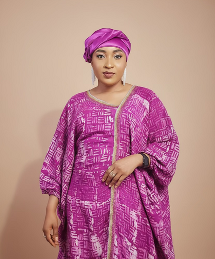Boubou adire crêpe - Rose