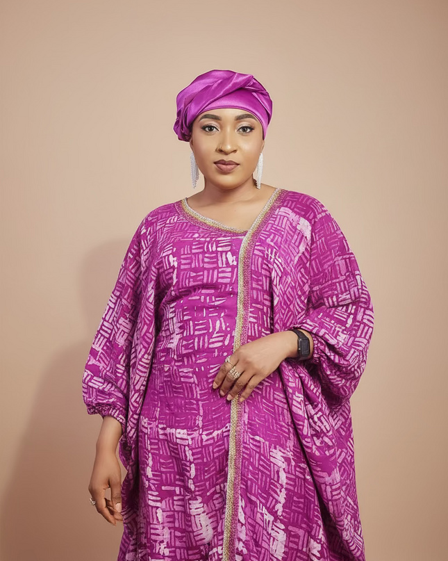 Boubou adire crêpe - Rose