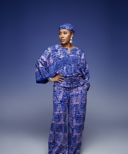 Ensemble pantalon adire bolaji - Bleu roi