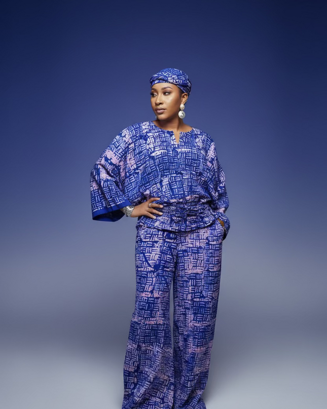 Ensemble pantalon adire bolaji - Bleu roi