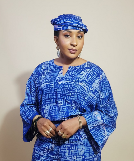 Ensemble pantalon adire bolaji - Bleu roi