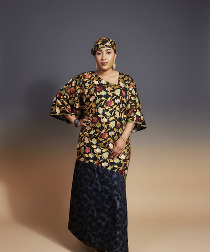 Caftan dentelle indienne - organza - Black