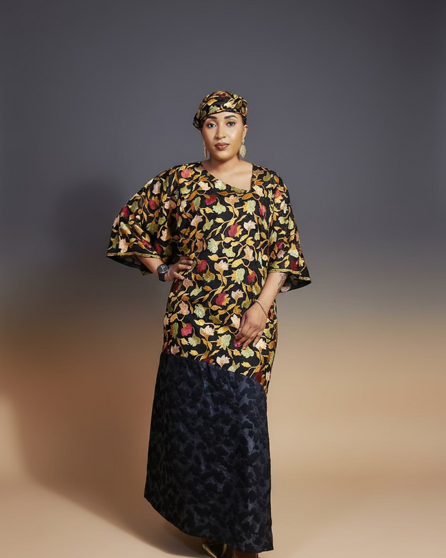 Caftan dentelle indienne - organza - Black