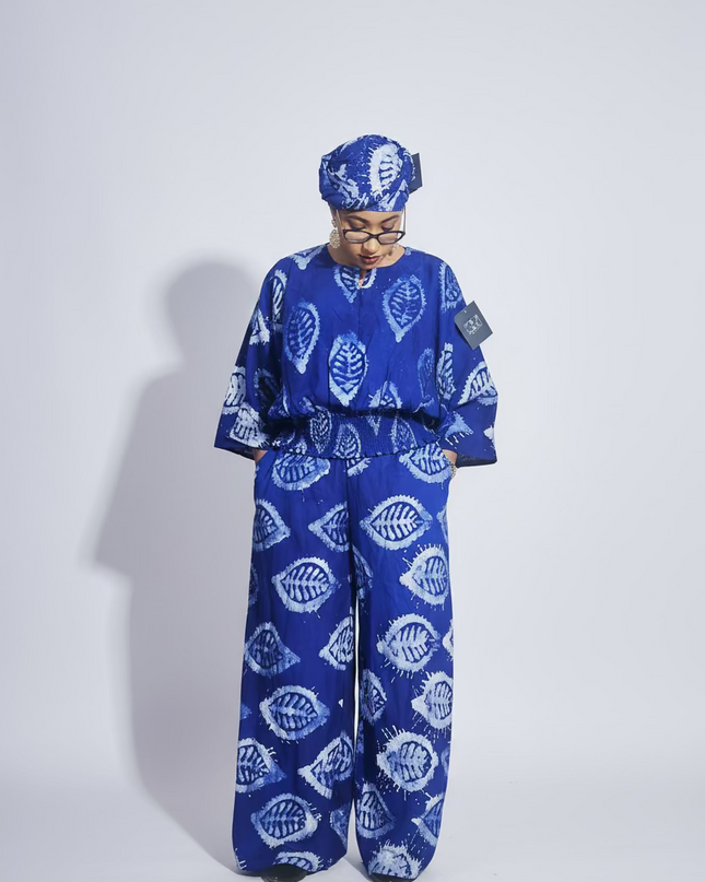 Ensemble pantalon adire - Bleu