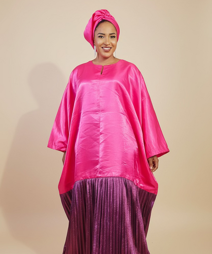 Boubou brocart mikado - Rose fuchsia
