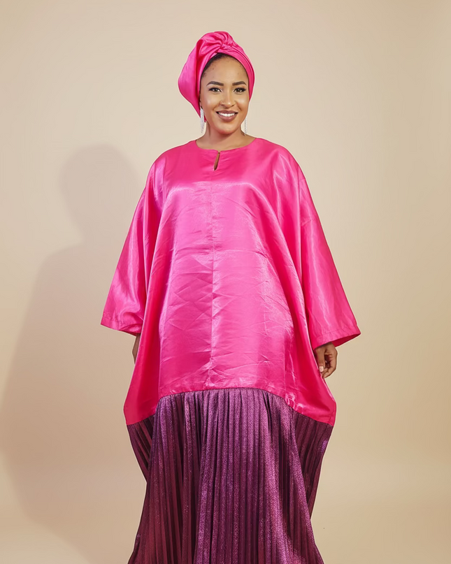 Boubou brocart mikado - Rose fuchsia