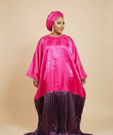 Boubou brocart mikado - Rose fuchsia