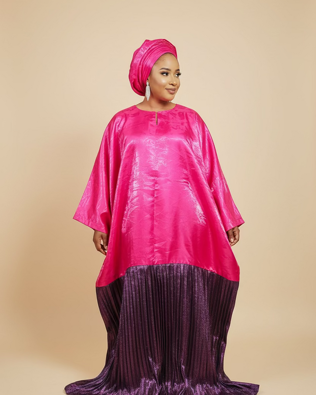 Boubou brocart mikado - Rose fuchsia