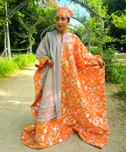 Boubou damask brodé - Orange