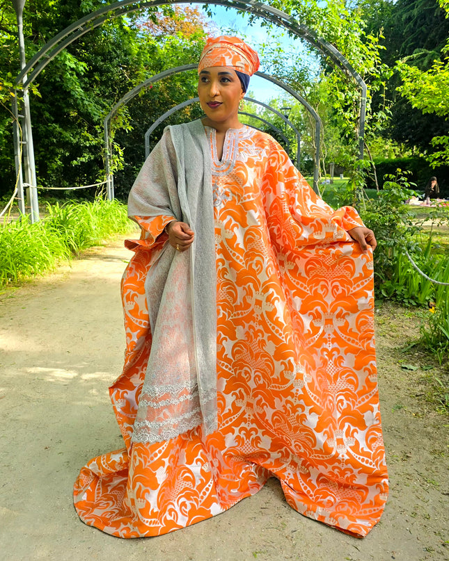 Boubou damask brodé - Orange