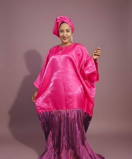 Boubou brocart mikado - Rose fuchsia