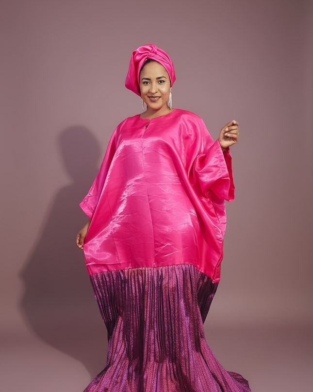 Boubou brocart mikado - Rose fuchsia