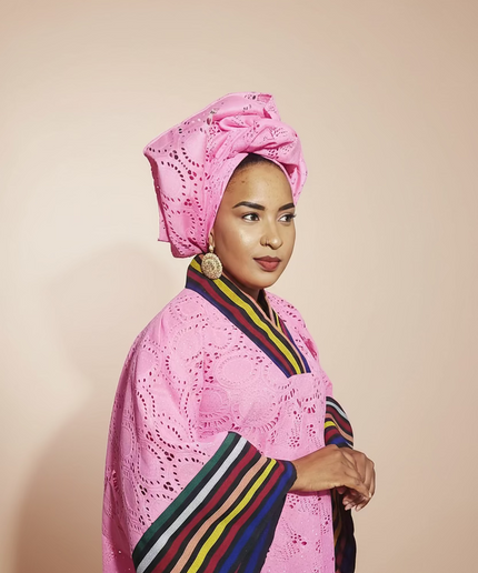 Robe morenike dentelle aso oke - Rose